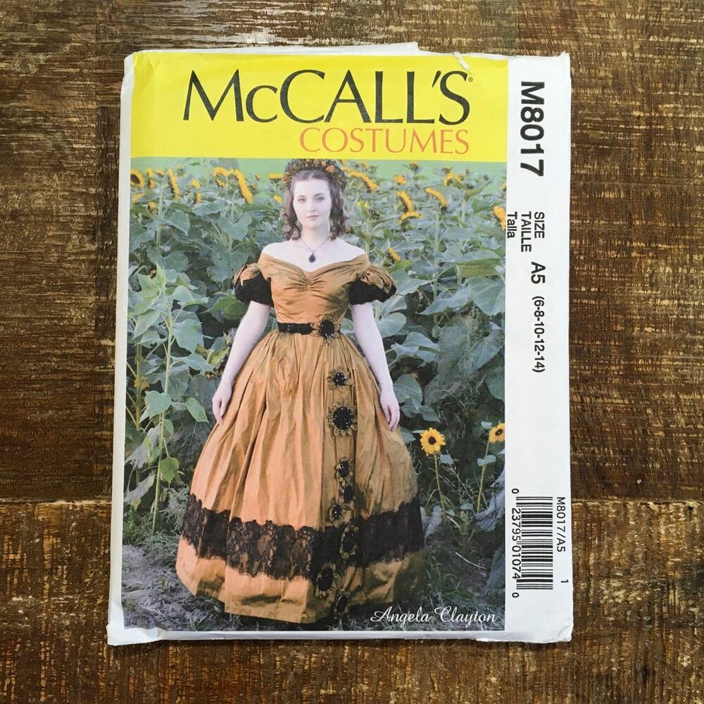 McCalls Sewing Pattern M8017 Outlander Civil War Antebellum Dress 6-14 UNCUT